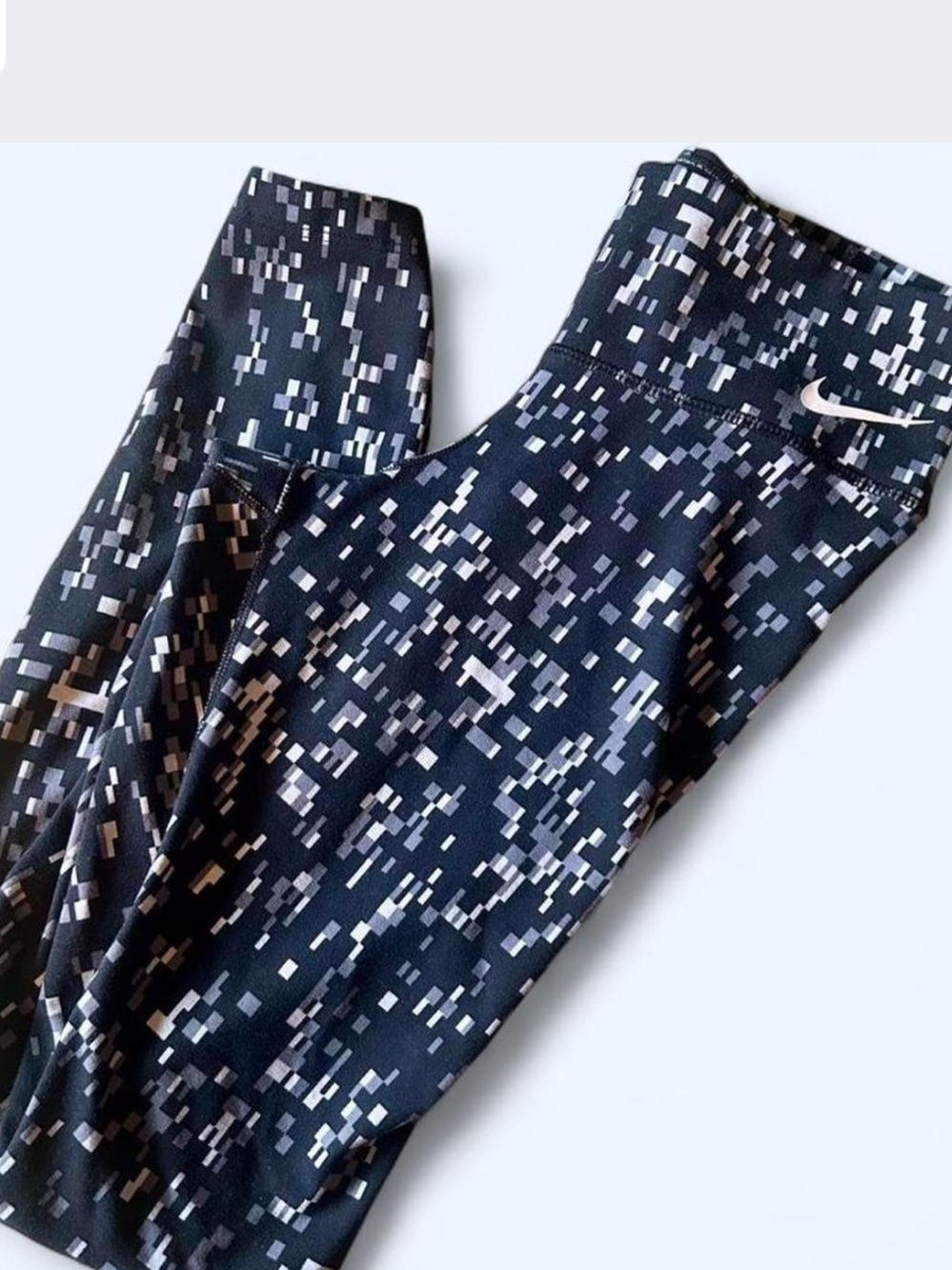 Nike black & grey pixelated leggings with back inner pocket